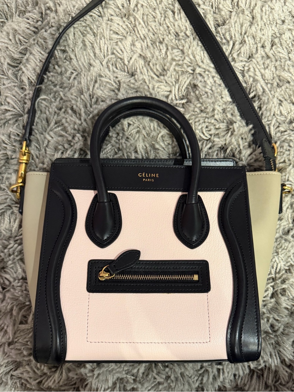 Celine Pink & Green Mini Luggage Tote